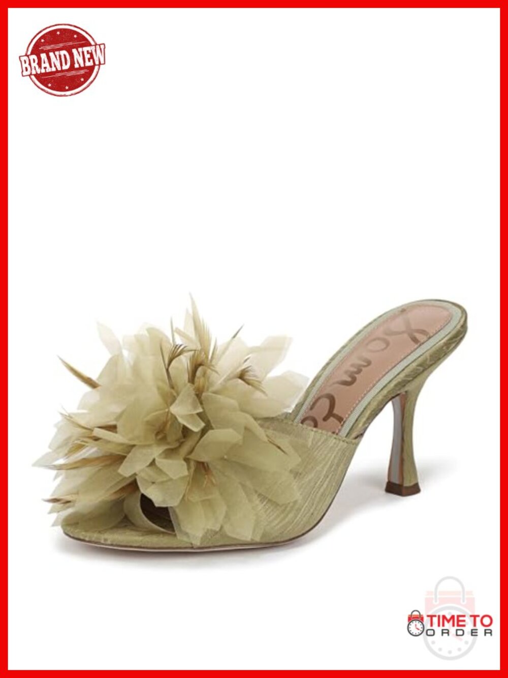 Embellished Mule Heeled Sandal Slip On Kitten Heel Dress Shoe